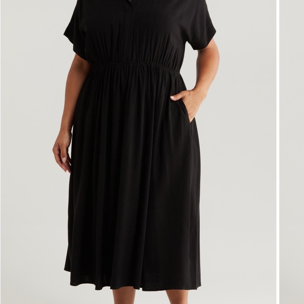 Renee C. Elegant Black Midi Dress